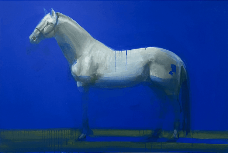 Entre ciel et terre, un cheval